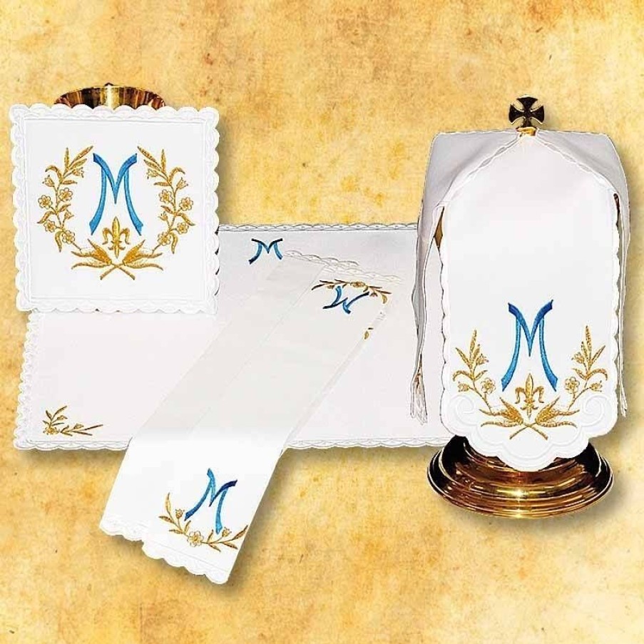 Linges D'Autel Articles Religieux | Linge D'Autel Ave Maria Bleu - Complet