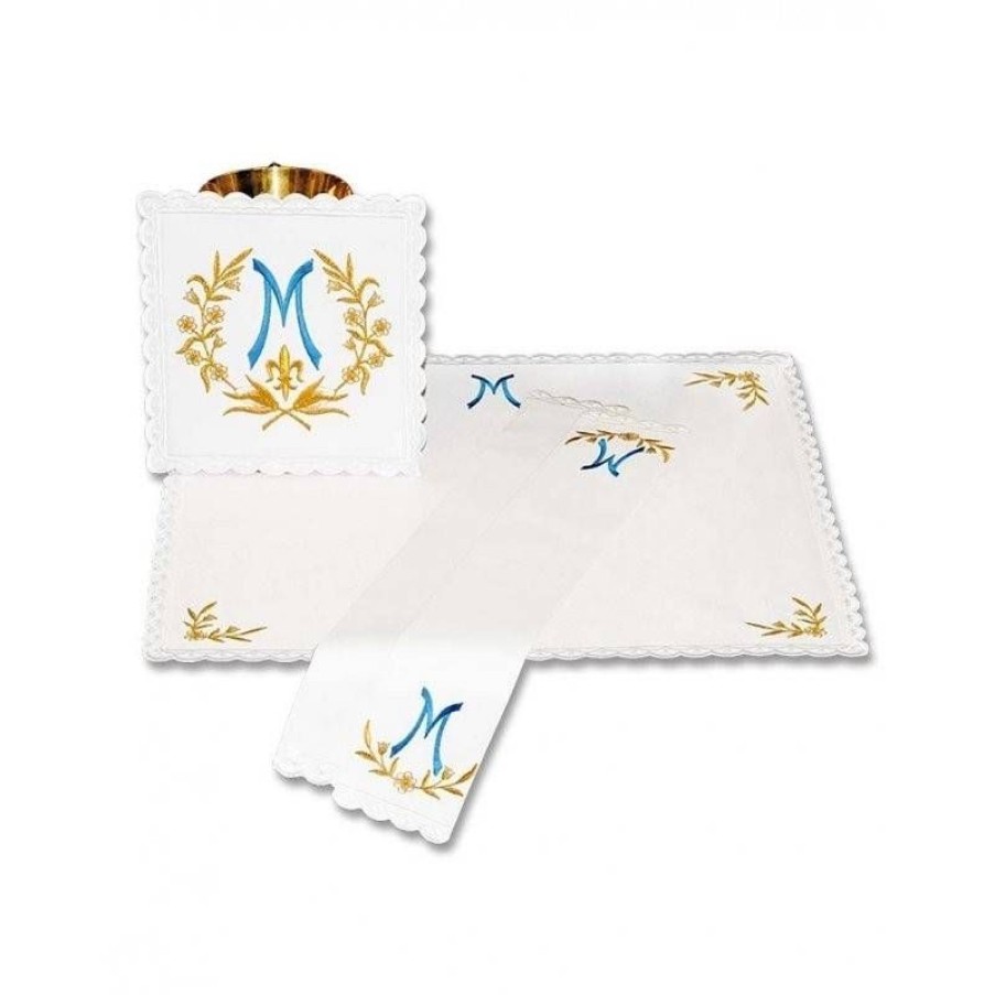 Linges D'Autel Articles Religieux | Linge D'Autel Ave Maria Bleu - Complet