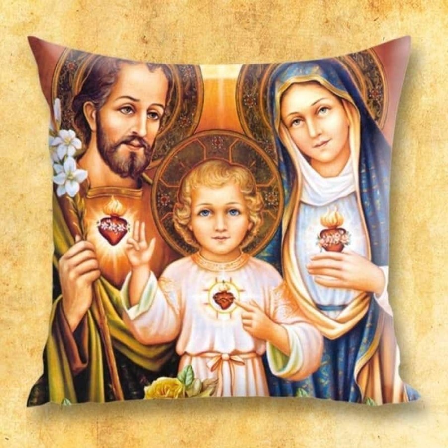 Grandes Occasions Articles Religieux | Coussin Avec Motif Religieux - Sainte Famille