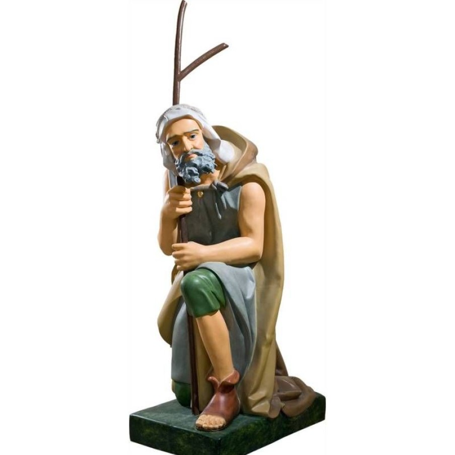 Statues Articles Religieux | Berger Avec Un Baton A Genoux - 120 Cm