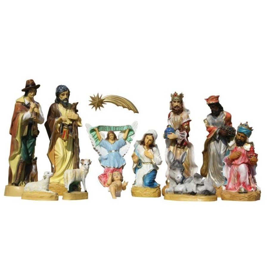 Grandes Occasions Articles Religieux | Creche Noel - 12 Santons Hauter 88 Cm