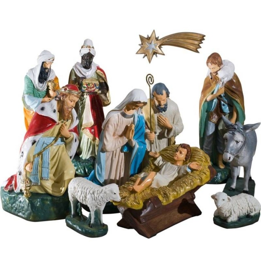 Grandes Occasions Articles Religieux | Creche 11 Santons - Hauteur Vers 55 Cm