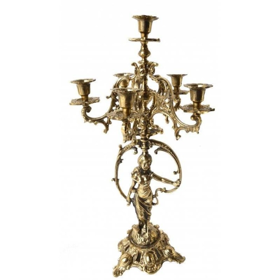 Eglise Articles Religieux | Candelabre 6 Flammes - Femme En Cercle