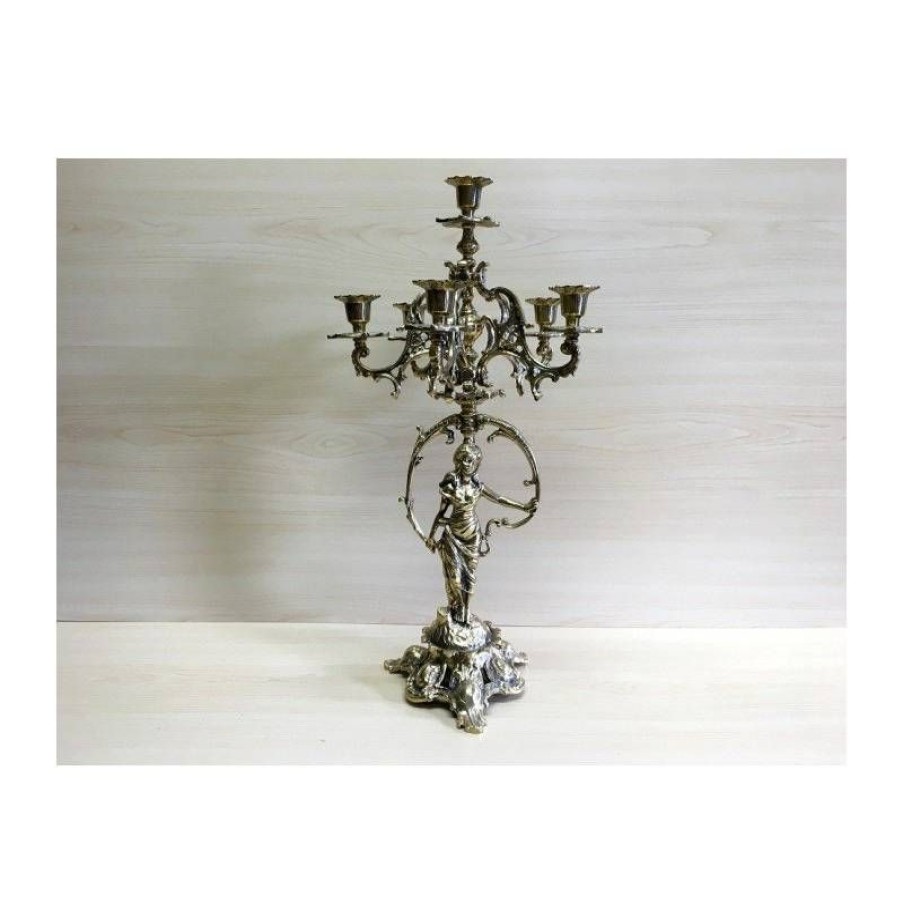 Eglise Articles Religieux | Candelabre 6 Flammes - Femme En Cercle