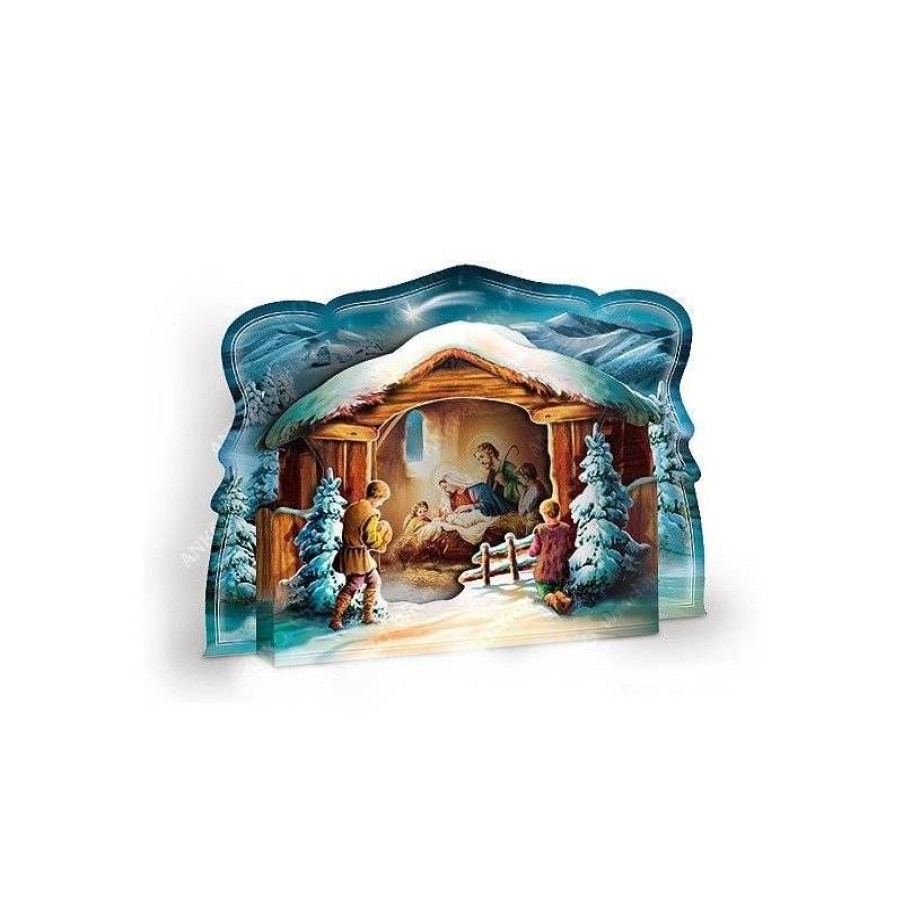 Papeterie Articles Religieux | Pack De 6 Cartes De Voeux 3D - Noel Creche