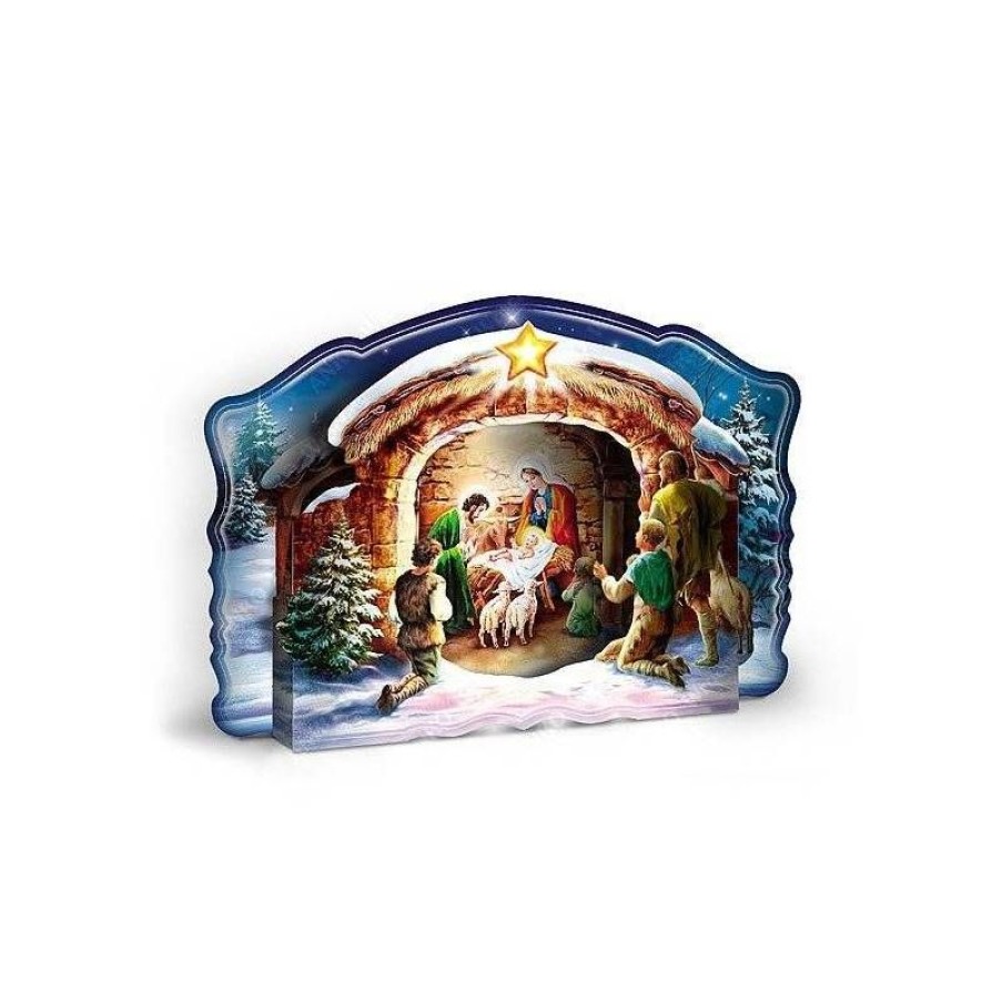 Papeterie Articles Religieux | Pack De 6 Cartes De Voeux 3D - Noel Creche