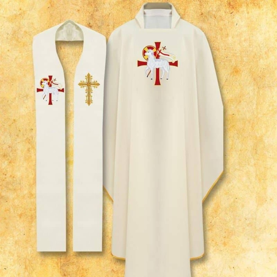 Chasubles Articles Religieux | Chasuble + Etole Paques - Agneau - Complet