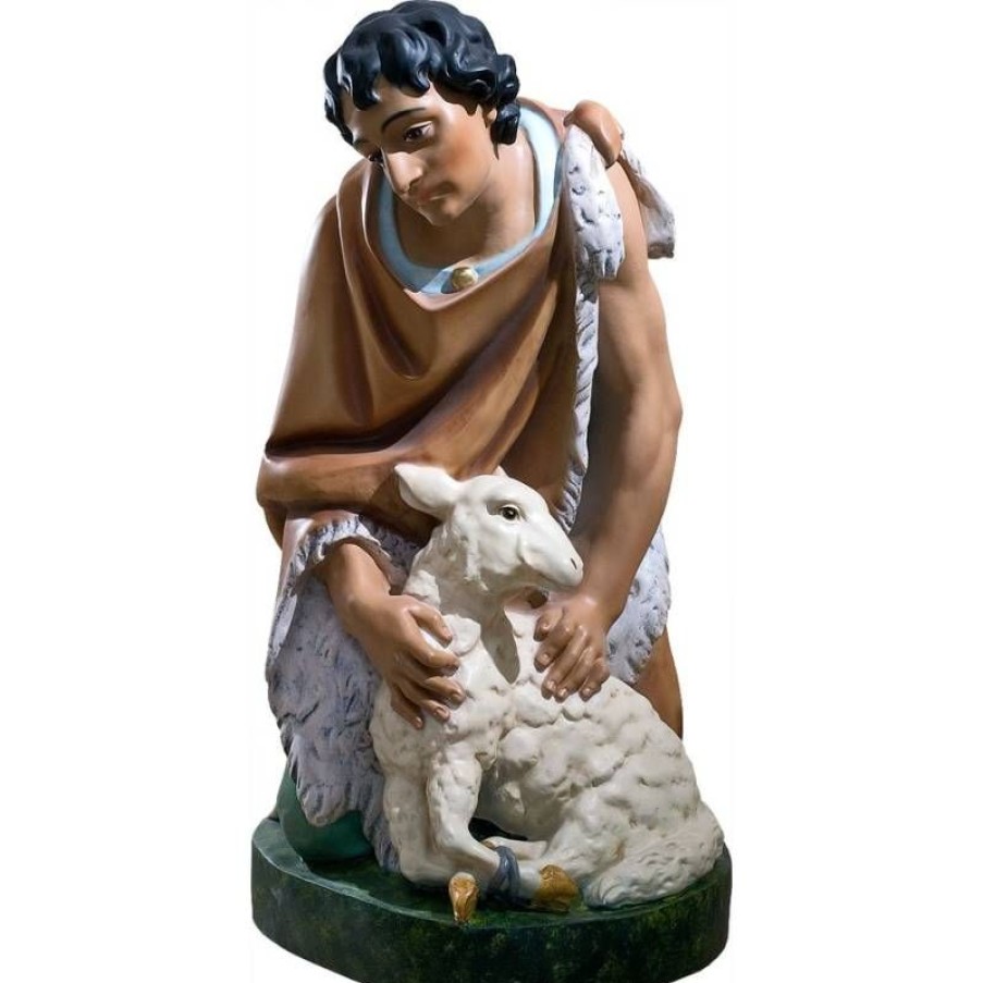 Statues Articles Religieux | Berger Avec Agneau 82 Cm